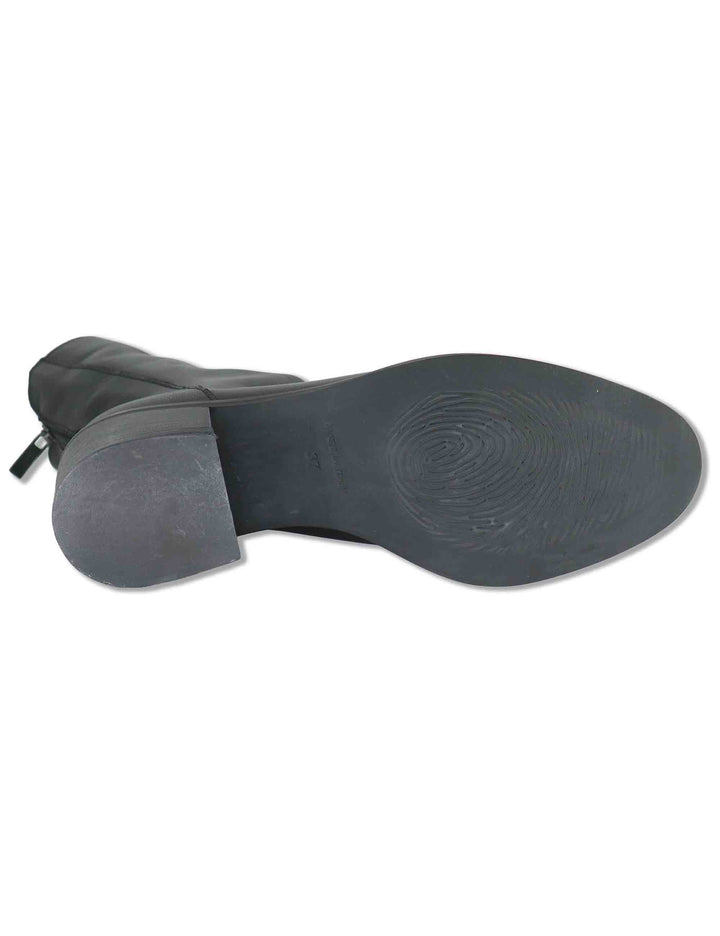 Stivaletti donna in pelle nera con zip posteriore tacco in cuoio e punta larga SPTC2177 001 Spatarella 