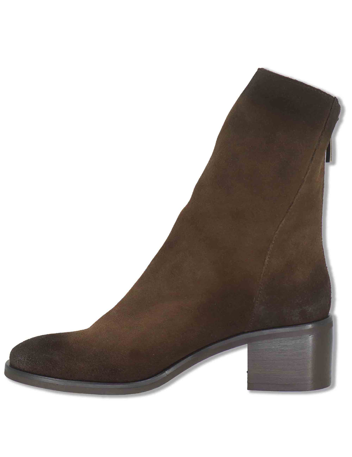 Stivaletti donna in camoscio marrone con zip posteriore tacco in cuoio e punta larga SPTC2177 014 Spatarella 