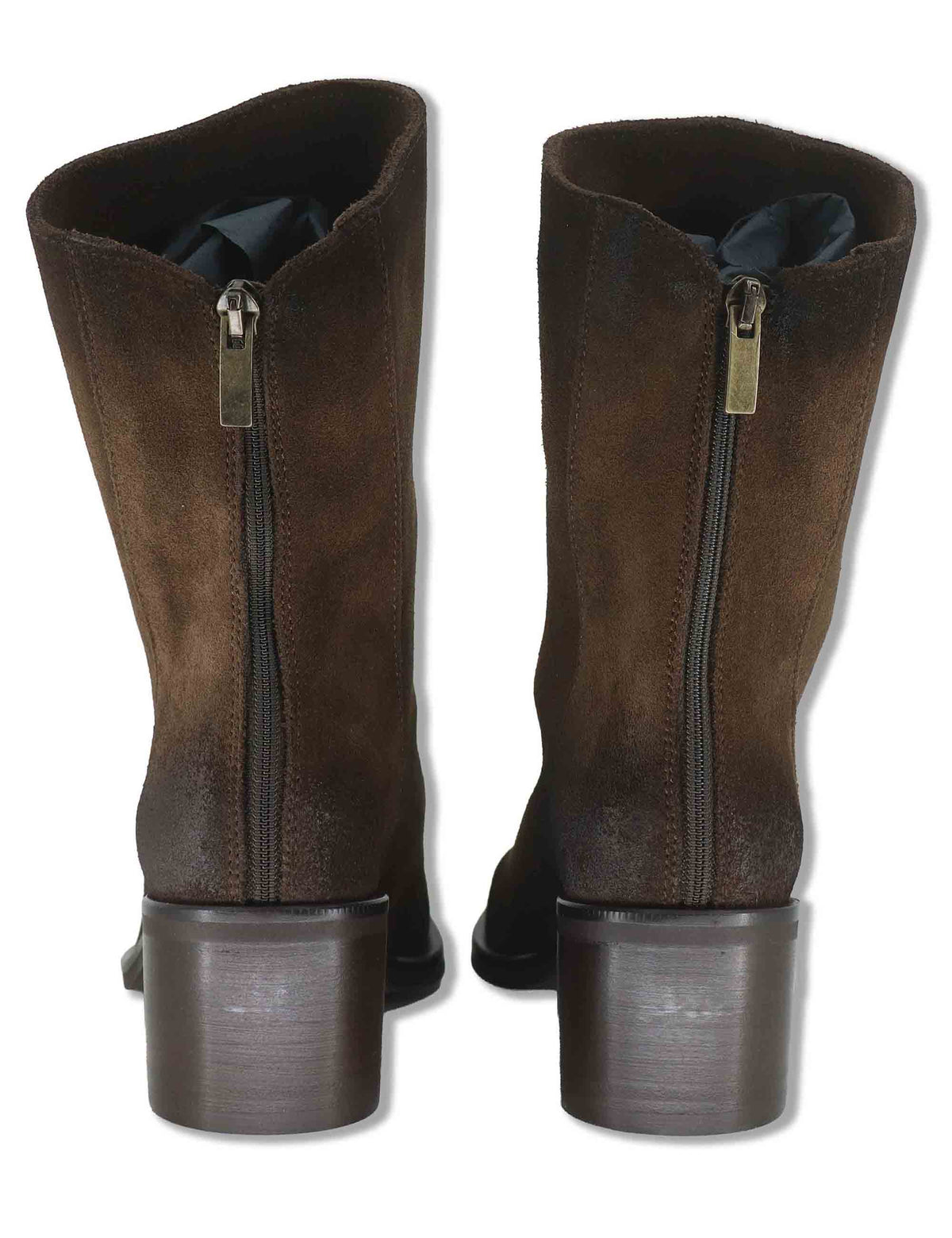 Stivaletti donna in camoscio marrone con zip posteriore tacco in cuoio e punta larga SPTC2177 014 Spatarella 
