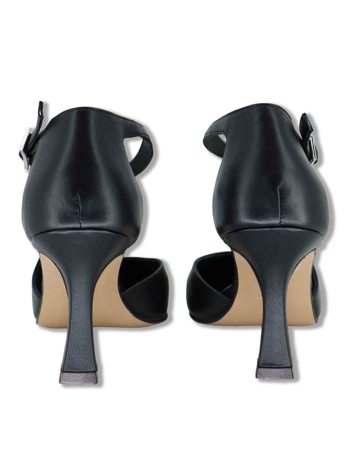 Decollete donna Mary Jane in pelle nera con cinturino obliquo tacco alto A102 001 Tattoo 