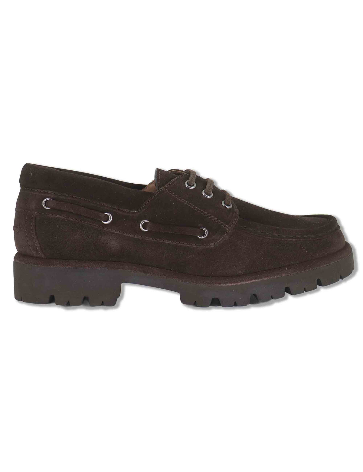 Stringate donna in camoscio marrone modello barca con suola carrarmato FEUDO_BS BROWN Unisa 