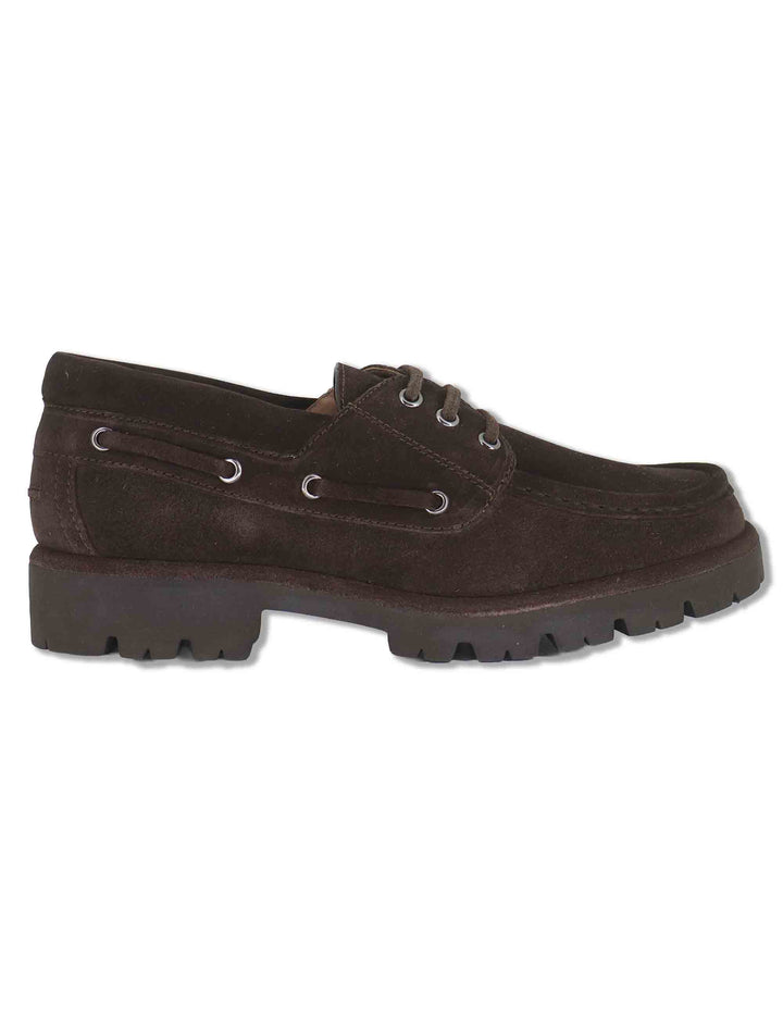 Stringate donna in camoscio marrone modello barca con suola carrarmato FEUDO_BS BROWN Unisa 