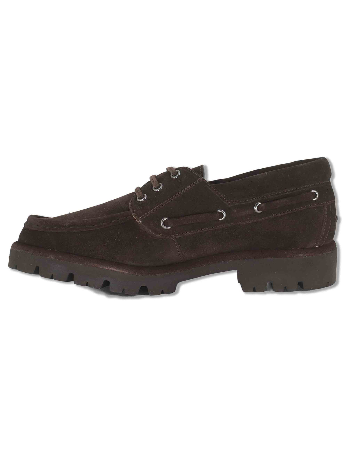 Stringate donna in camoscio marrone modello barca con suola carrarmato FEUDO_BS BROWN Unisa 
