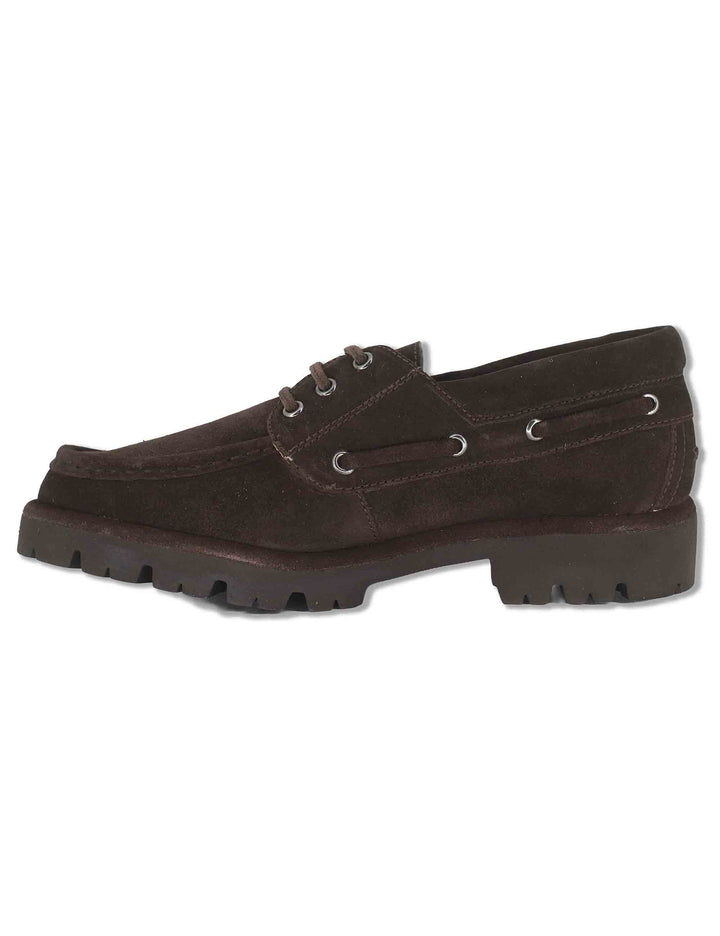 Stringate donna in camoscio marrone modello barca con suola carrarmato FEUDO_BS BROWN Unisa 