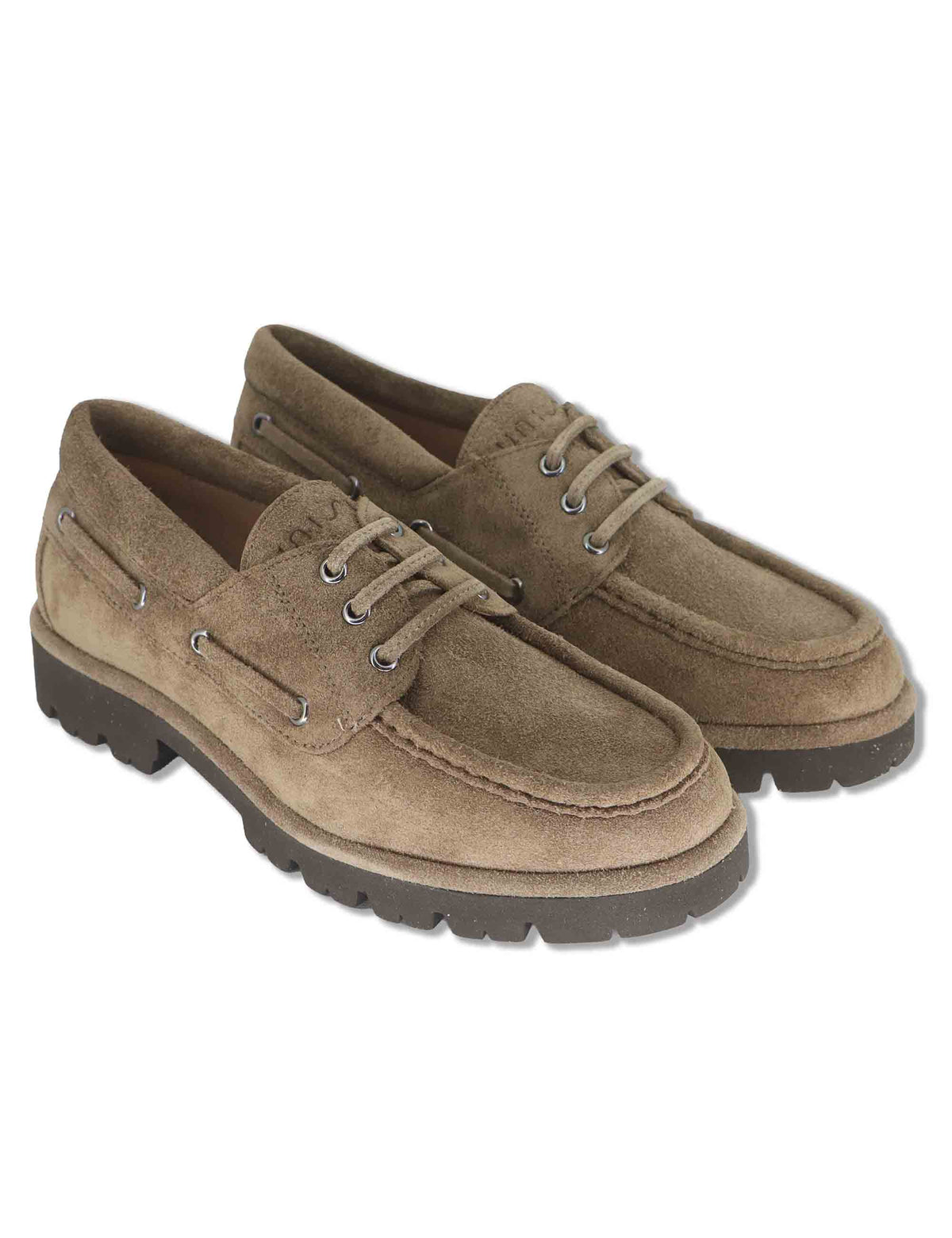 Stringate donna in camoscio taupe modello barca con suola carrarmato FEUDO_BS TAUPE Unisa 