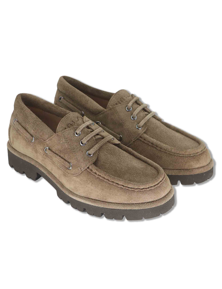 Stringate donna in camoscio taupe modello barca con suola carrarmato FEUDO_BS TAUPE Unisa 