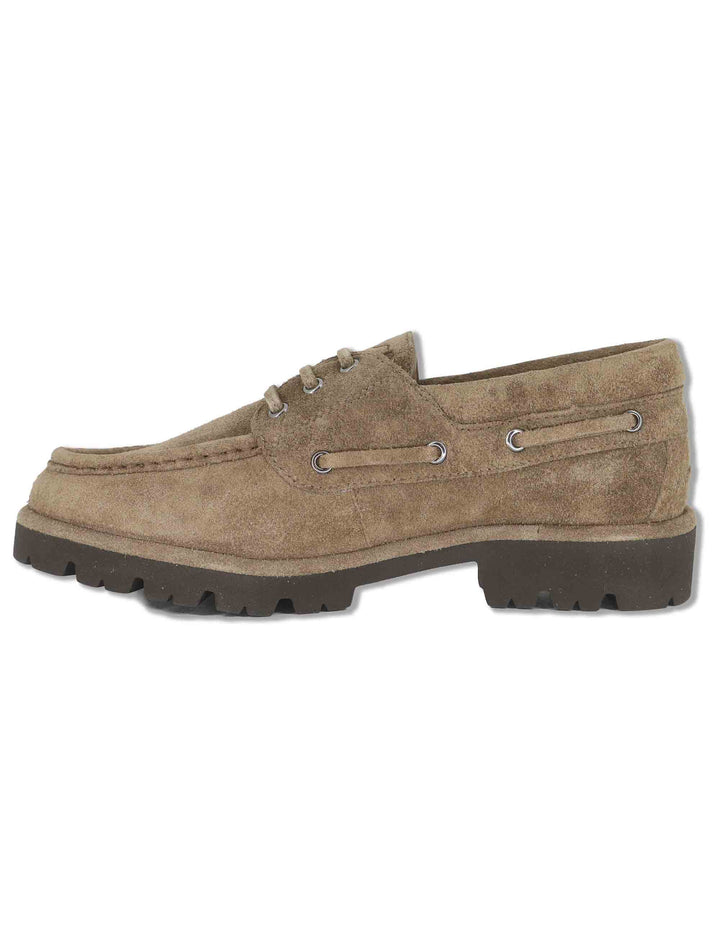 Stringate donna in camoscio taupe modello barca con suola carrarmato FEUDO_BS TAUPE Unisa 