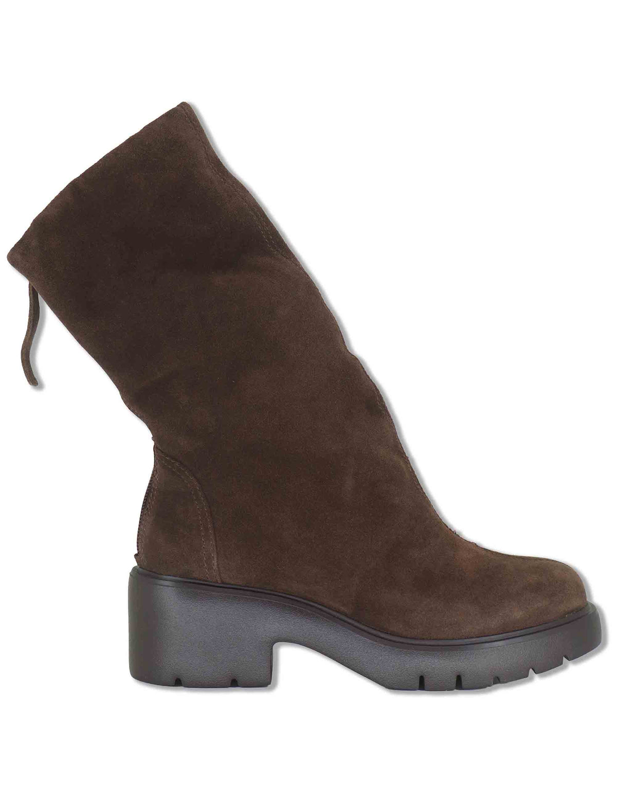 Stivali donna in pelle scamosciata marrone con cerniera posteriore con suola carrarmato JANSIK_BS BROWN Unisa 