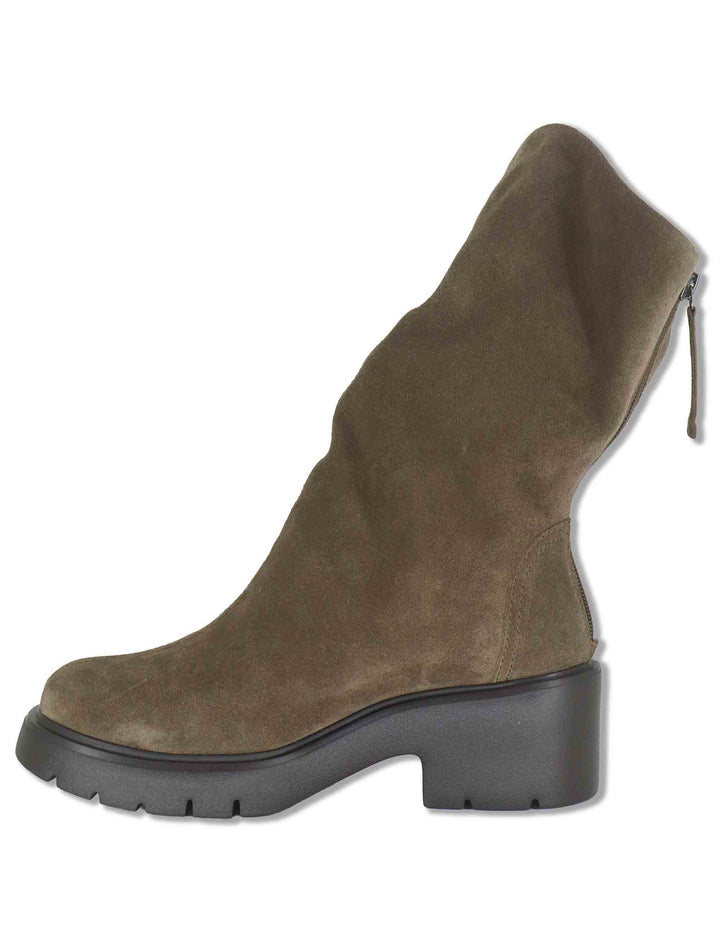 Stivali donna in pelle scamosciata taupe con cerniera posteriore con suola carrarmato JANSIK_BS TAUPE Unisa 