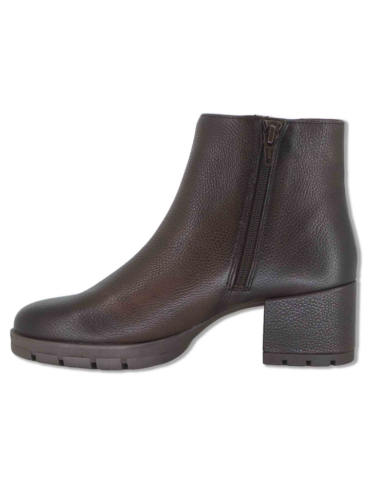 Stivaletti donna in pelle marrone con punta rotonda tacco rivestito e tecnologia SuperSoft JAYDI_F26_ALA BROWN Unisa 