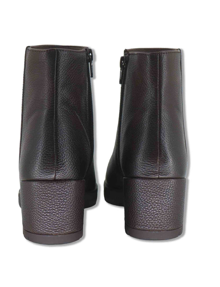 Stivaletti donna in pelle marrone con punta rotonda tacco rivestito e tecnologia SuperSoft JAYDI_F26_ALA BROWN Unisa 