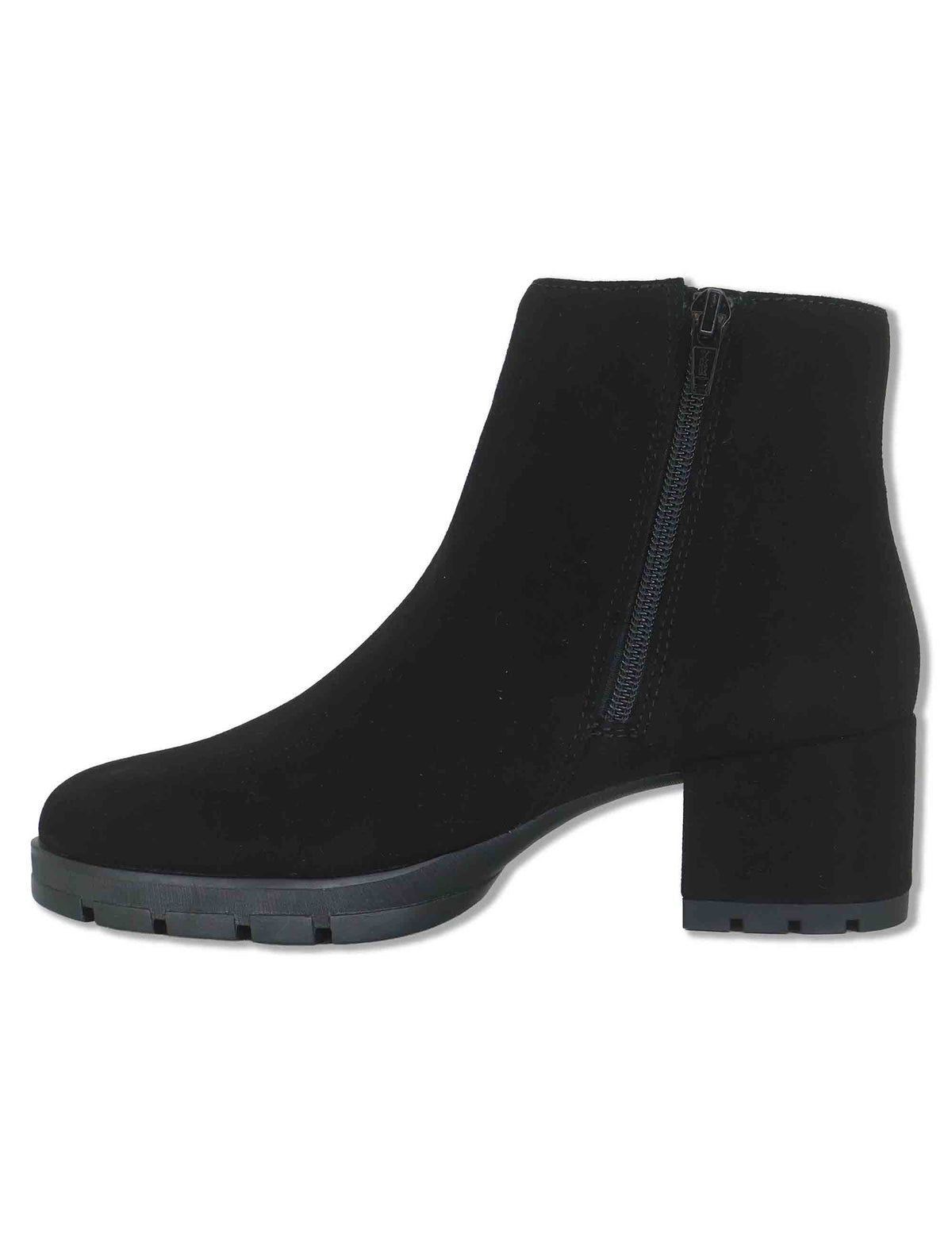 Stivaletti donna in pelle scamosciata nera con punta rotonda tacco rivestito e tecnologia SuperSoft JAYDI_F26_BS BLACK Unisa 