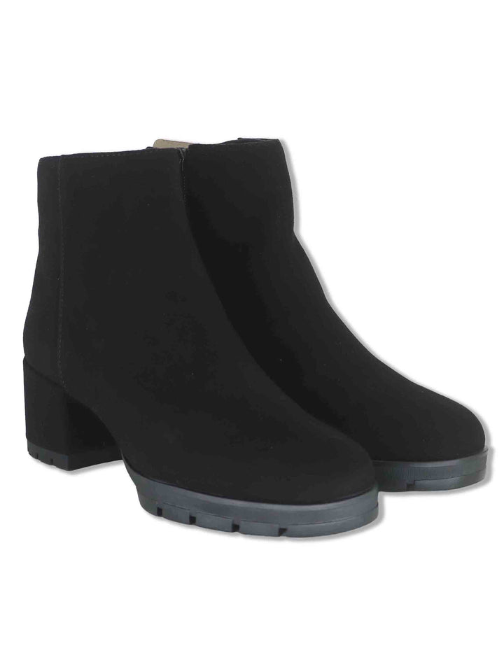 Stivaletti donna in pelle scamosciata nera con punta rotonda tacco rivestito e tecnologia SuperSoft JAYDI_F26_BS BLACK Unisa 