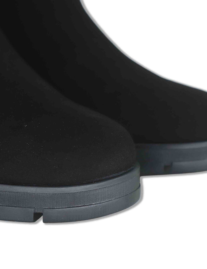 Stivaletti donna in pelle scamosciata nera con punta rotonda tacco rivestito e tecnologia SuperSoft JAYDI_F26_BS BLACK Unisa 
