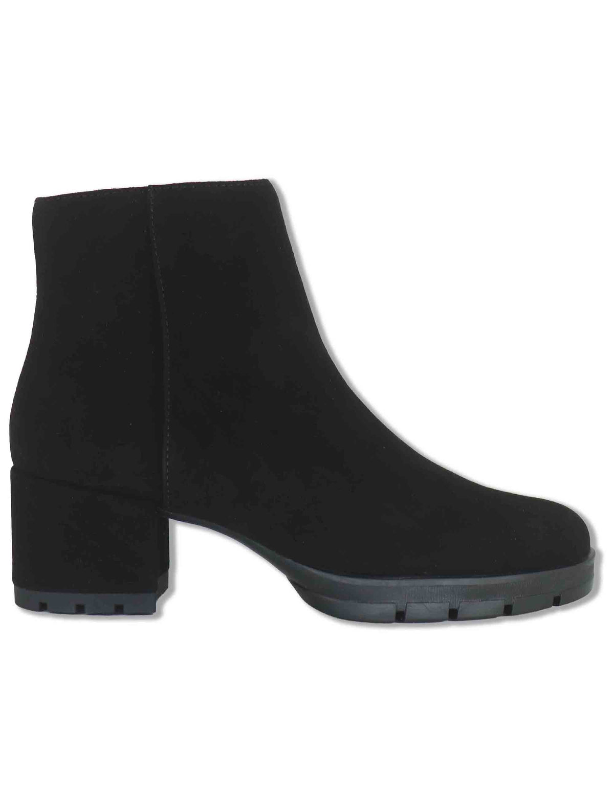 Stivaletti donna in pelle scamosciata nera con punta rotonda tacco rivestito e tecnologia SuperSoft JAYDI_F26_BS BLACK Unisa 