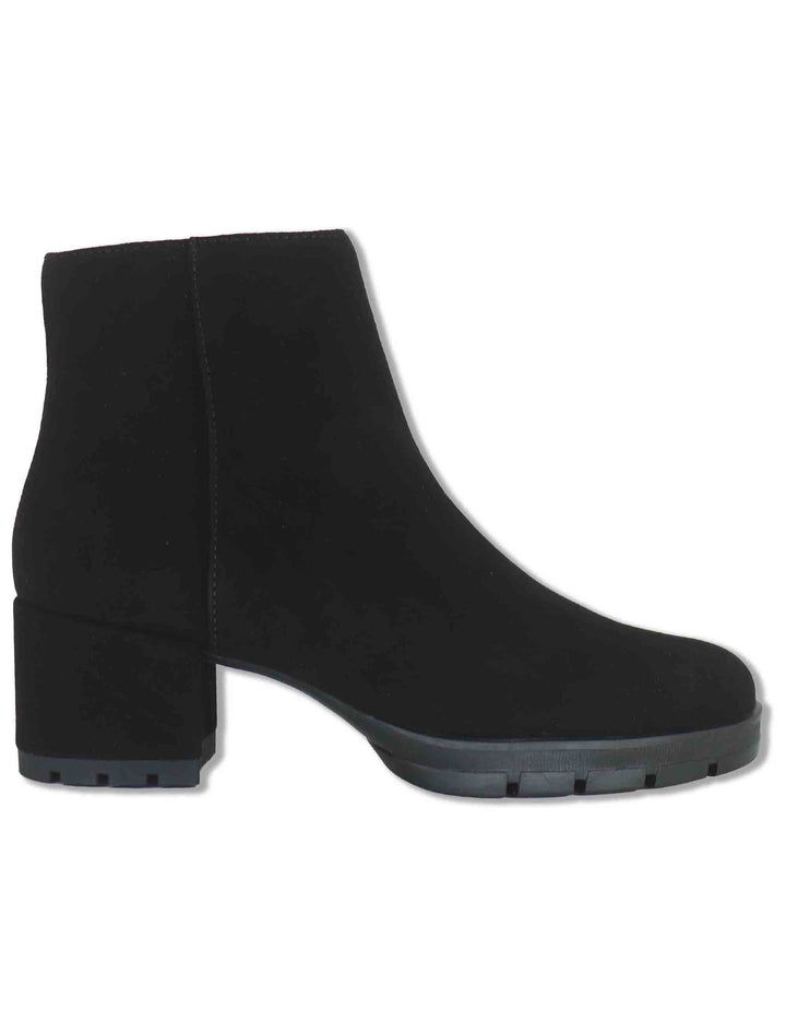 Stivaletti donna in pelle scamosciata nera con punta rotonda tacco rivestito e tecnologia SuperSoft JAYDI_F26_BS BLACK Unisa 
