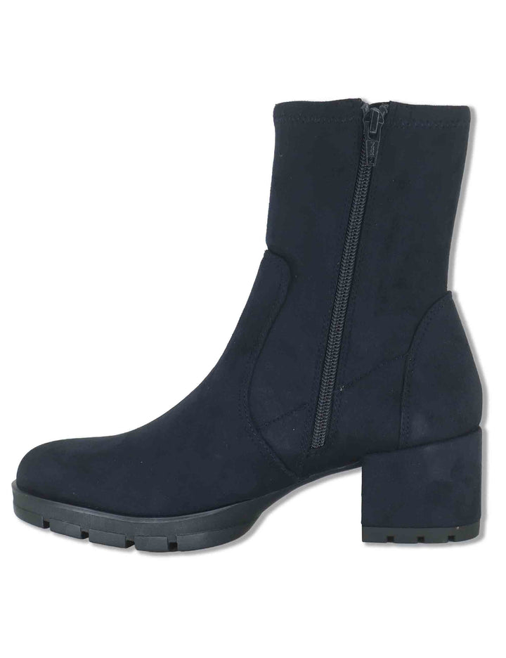 Stivaletti donna in camoscio ed eco camoscio elasticizzato blu con zip interna tacco basso e plateau JELINE_ST ABYSS Unisa 