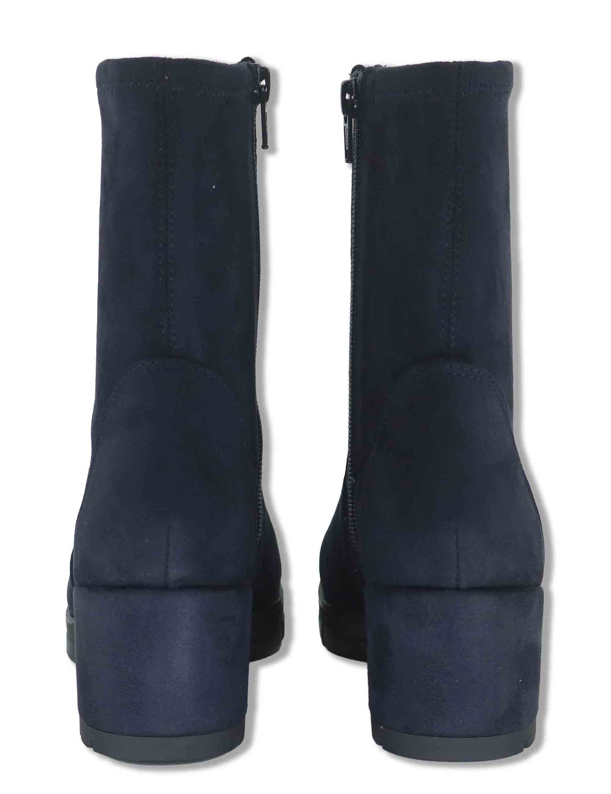 Stivaletti donna in camoscio ed eco camoscio elasticizzato blu con zip interna tacco basso e plateau JELINE_ST ABYSS Unisa 