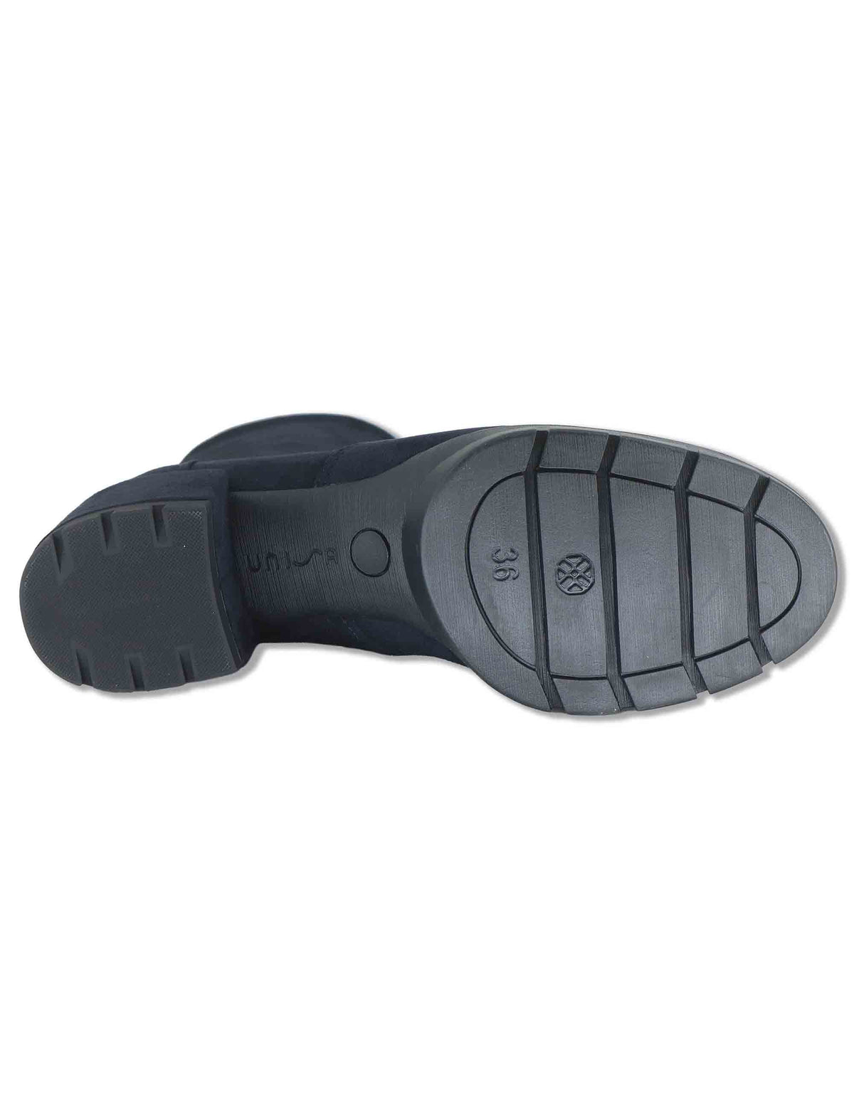 Stivaletti donna in camoscio ed eco camoscio elasticizzato blu con zip interna tacco basso e plateau JELINE_ST ABYSS Unisa 