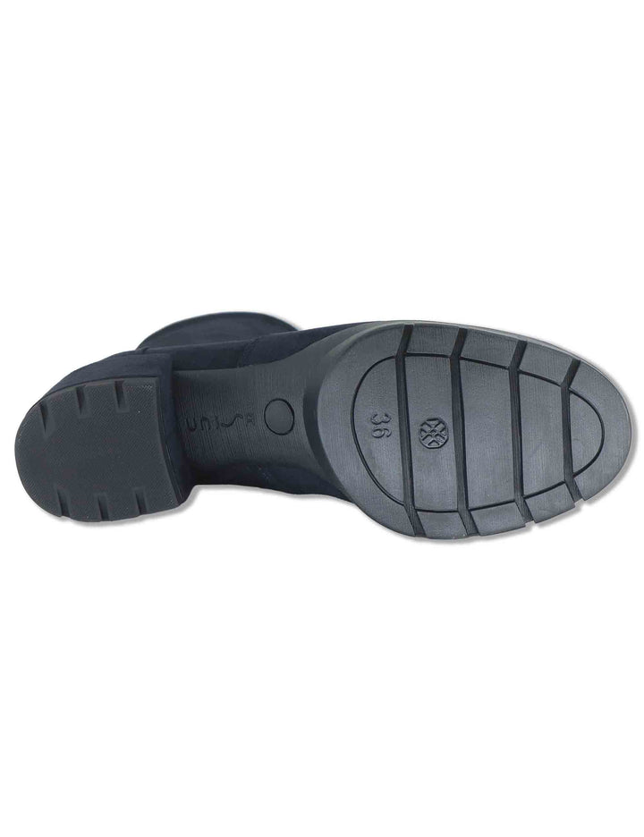 Stivaletti donna in camoscio ed eco camoscio elasticizzato blu con zip interna tacco basso e plateau JELINE_ST ABYSS Unisa 