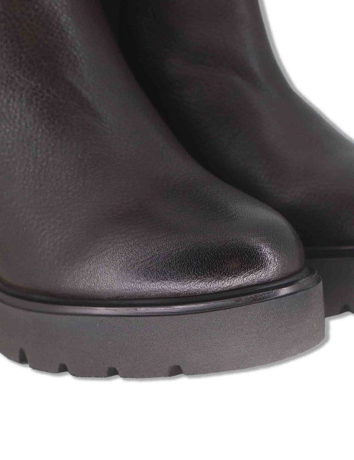 Stivaletti donna in pelle marrone con cerniera esterna decorativa tacco alto e plateau KERRY_ALA BROWN Unisa 