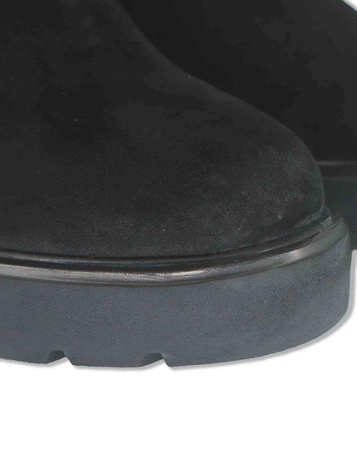 Stivaletti donna in camoscio nero con cerniera esterna decorativa tacco alto e plateau KERRY_BS BLACK Unisa 
