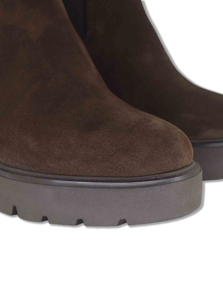 Stivaletti Chelsea donna in camoscio marrone con tacco alto plateau ed elastici laterali KLINO_F26_BS BROWN Unisa 