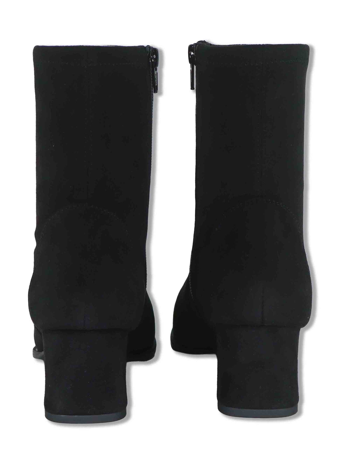 Stivaletti donna in camoscio ed eco camoscio elasticizzato nero con zip interna tacco basso e punta quadrata LANTOS ST_BLACK Unisa 