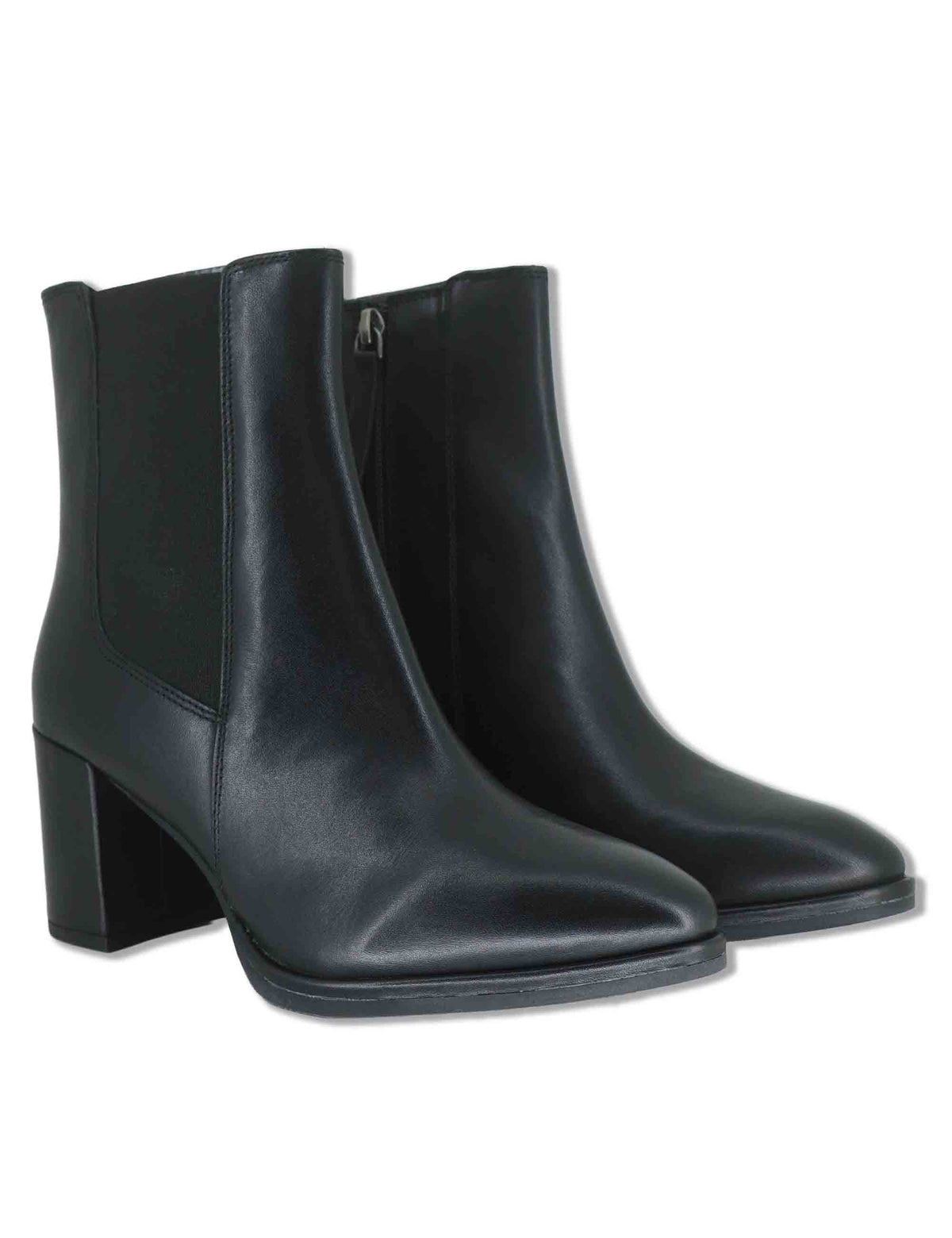 Stivaletti beatles donna in pelle nera con elastici laterali zip interna e tacco comodo LOSUS_BS BLACK Unisa 