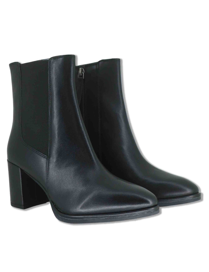 Stivaletti beatles donna in pelle nera con elastici laterali zip interna e tacco comodo LOSUS_BS BLACK Unisa 
