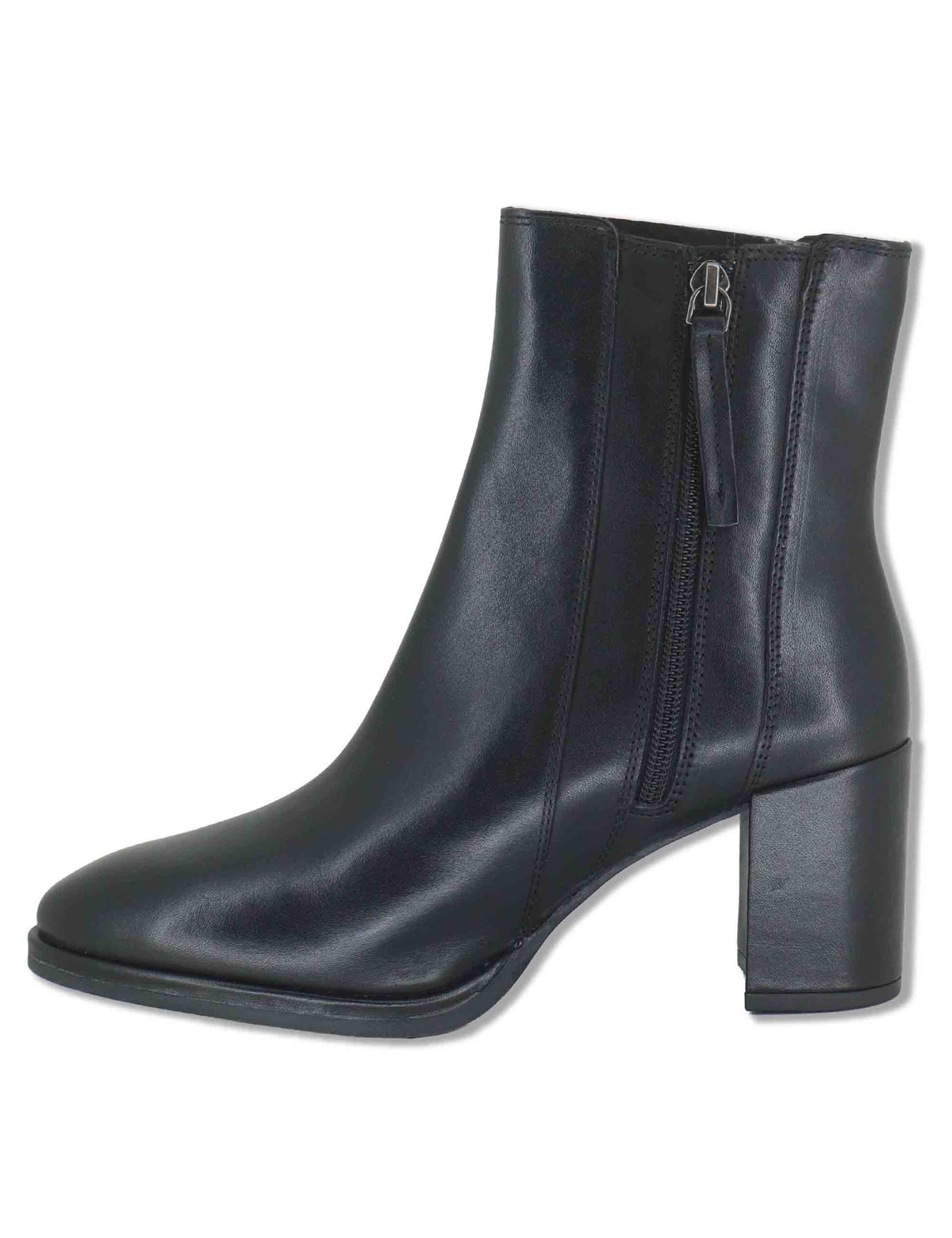 Stivaletti beatles donna in pelle nera con elastici laterali zip interna e tacco comodo LOSUS_BS BLACK Unisa 