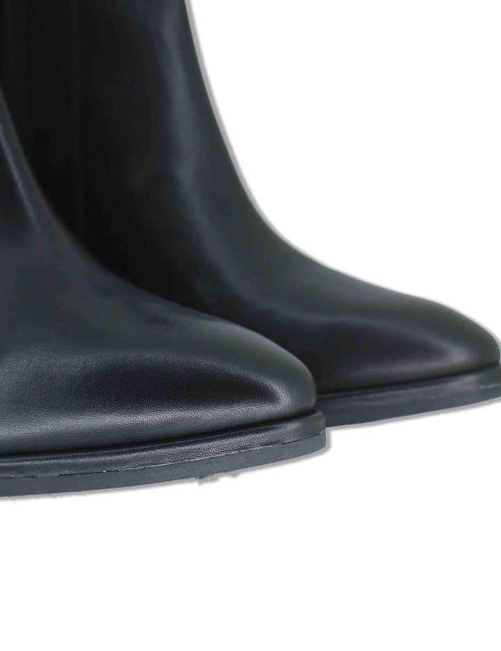 Stivaletti beatles donna in pelle nera con elastici laterali zip interna e tacco comodo LOSUS_BS BLACK Unisa 