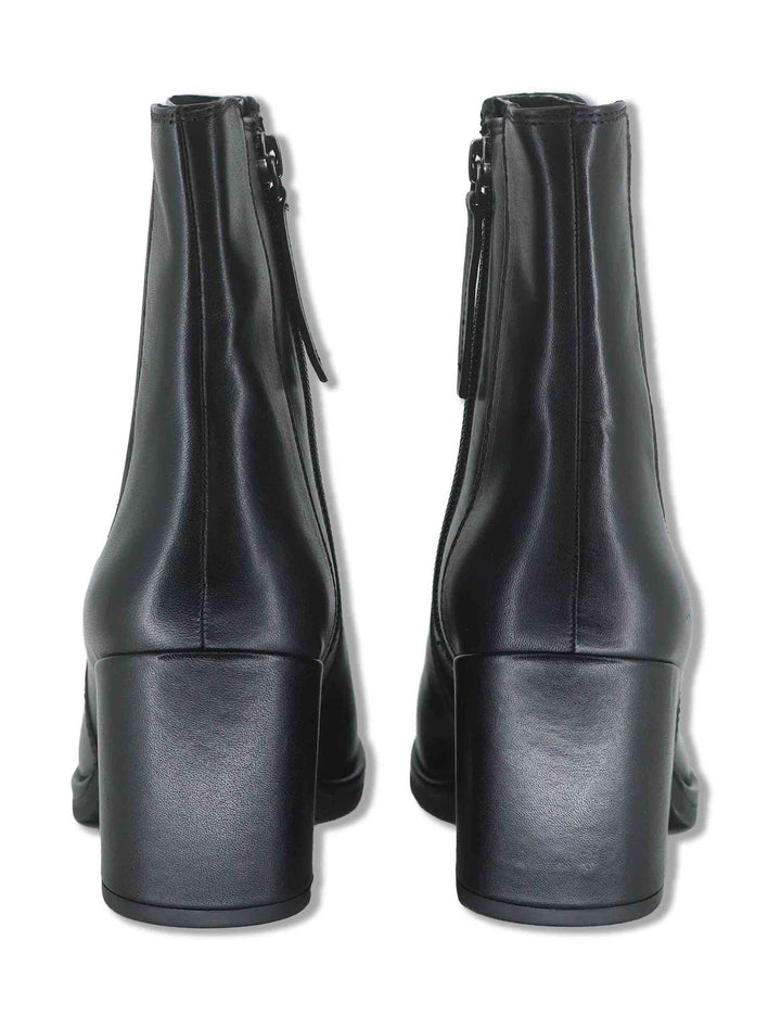Stivaletti beatles donna in pelle nera con elastici laterali zip interna e tacco comodo LOSUS_BS BLACK Unisa 