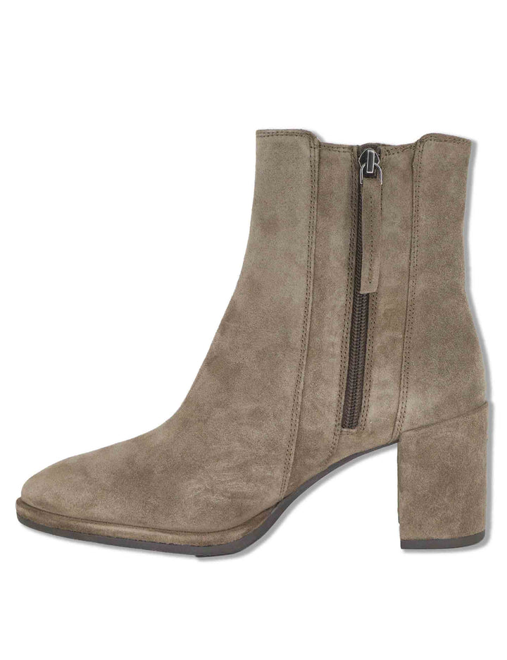 Stivaletti beatles donna in camoscio taupe con elastici laterali zip interna e tacco comodo LOSUS_BS TAUPE Unisa 