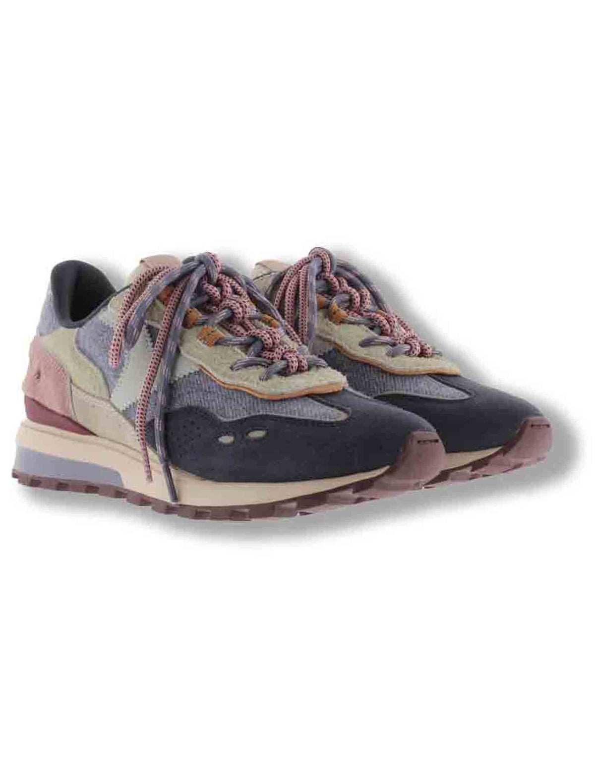 Sneakers donna Luna blu multicolore in tessuto con inserti camoscio 1156117 30 Marino Victoria 