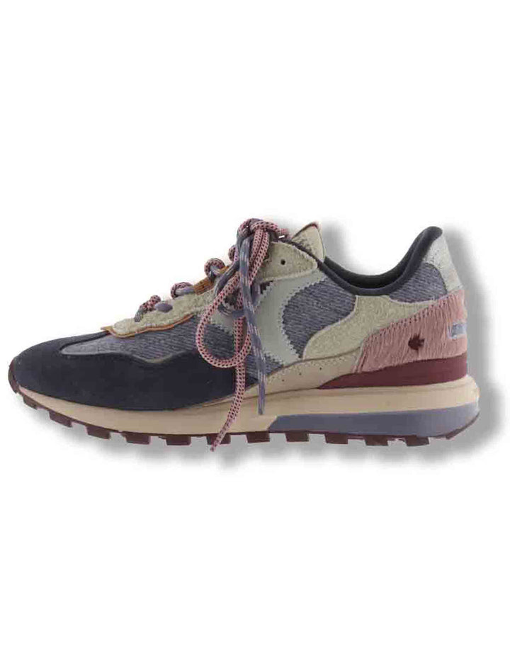Sneakers donna Luna blu multicolore in tessuto con inserti camoscio 1156117 30 Marino Victoria 