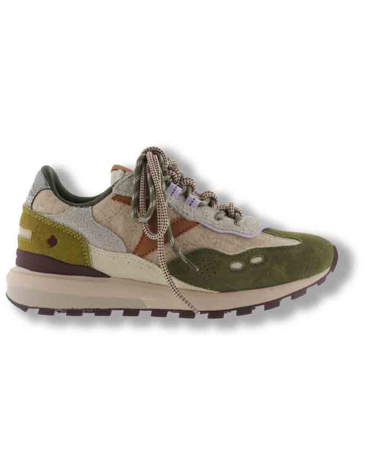 Sneakers donna Luna verde multicolore in tessuto con inserti camoscio 1156117 65 Kaki Victoria 