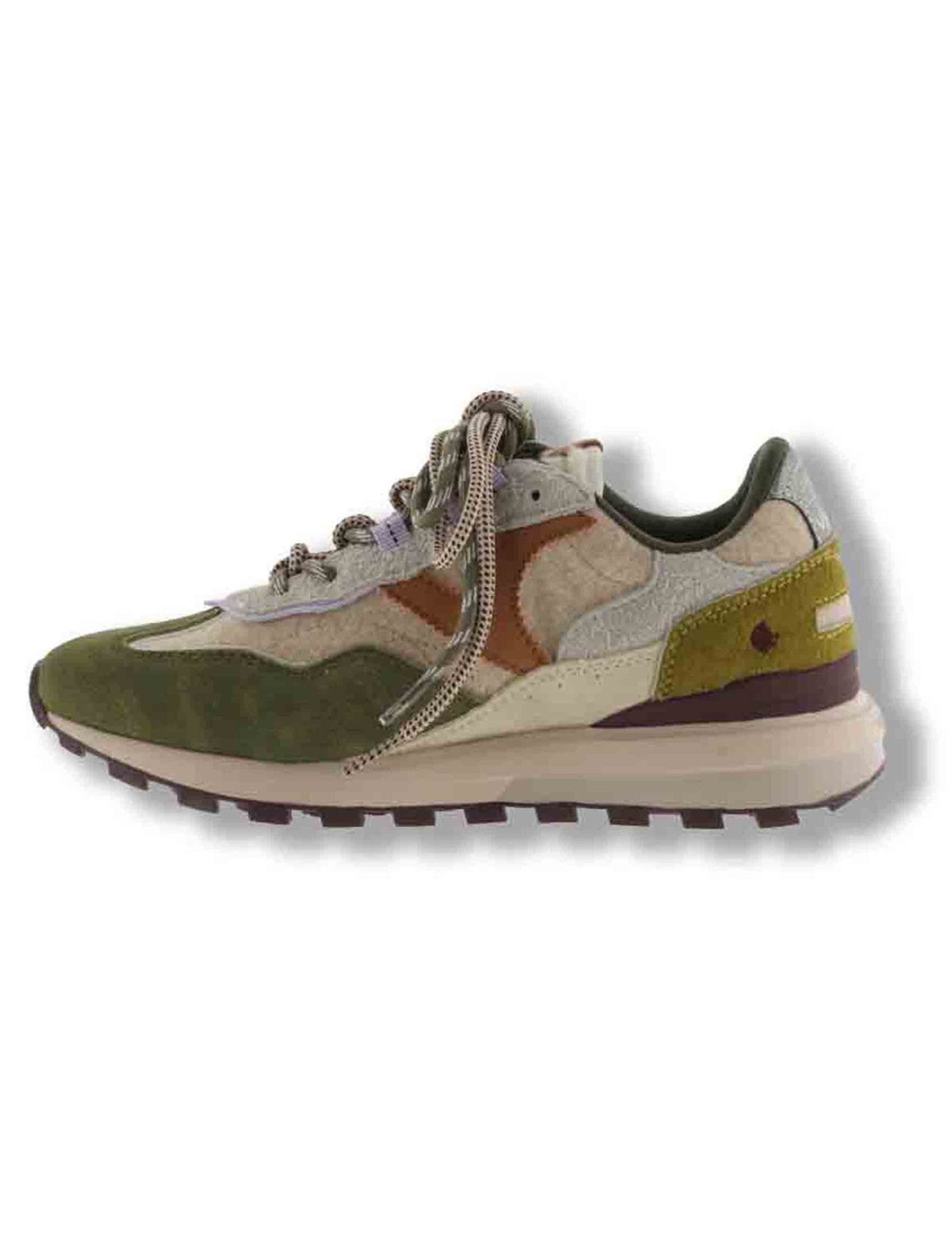 Sneakers donna Luna verde multicolore in tessuto con inserti camoscio 1156117 65 Kaki Victoria 