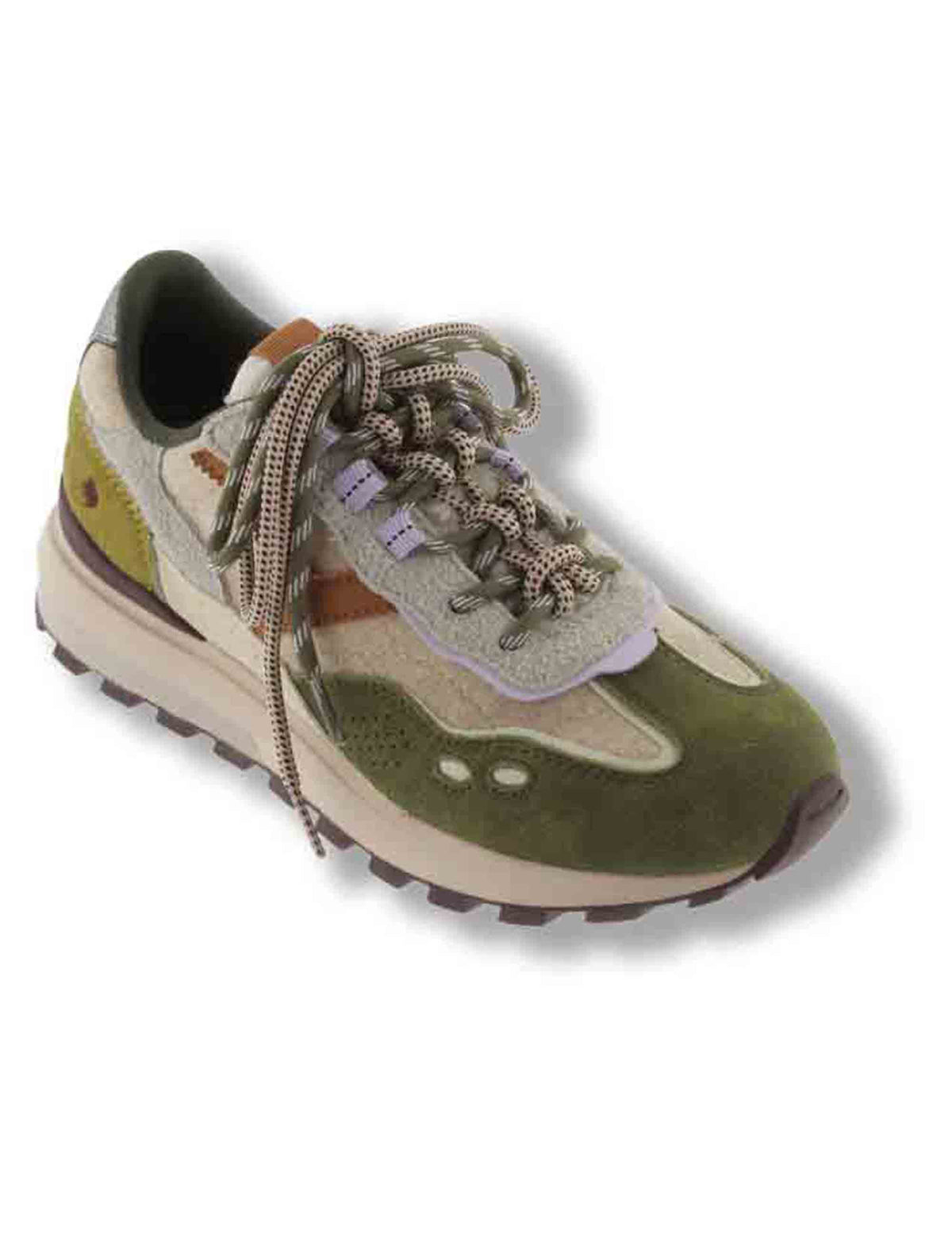 Sneakers donna Luna verde multicolore in tessuto con inserti camoscio 1156117 65 Kaki Victoria 