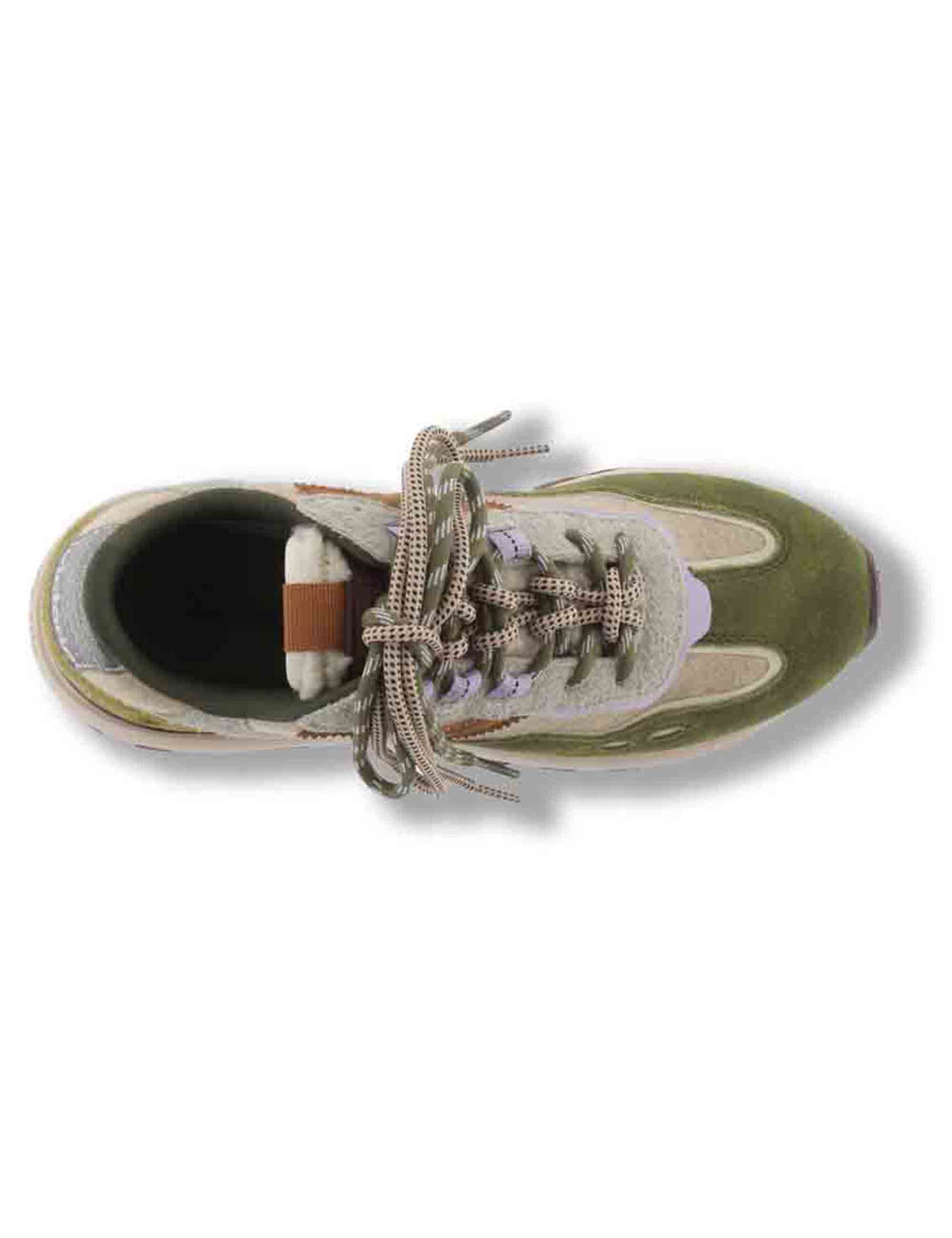 Sneakers donna Luna verde multicolore in tessuto con inserti camoscio 1156117 65 Kaki Victoria 