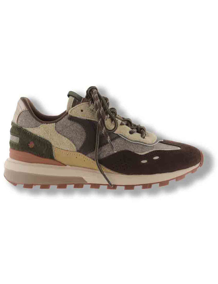 Sneakers donna Luna marrone multicolore in tessuto con inserti camoscio 1156117 70 Marron Victoria 