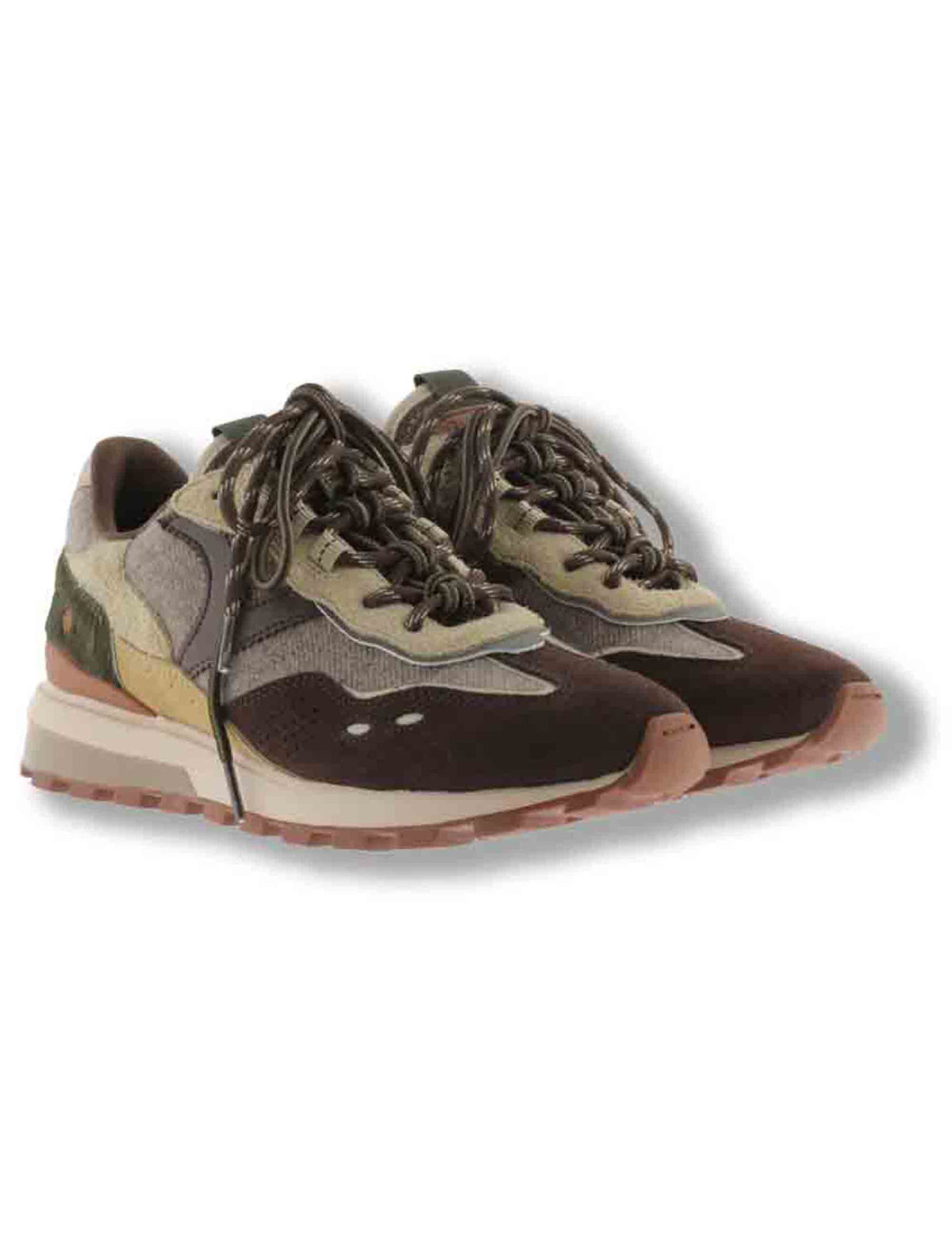 Sneakers donna Luna marrone multicolore in tessuto con inserti camoscio 1156117 70 Marron Victoria 