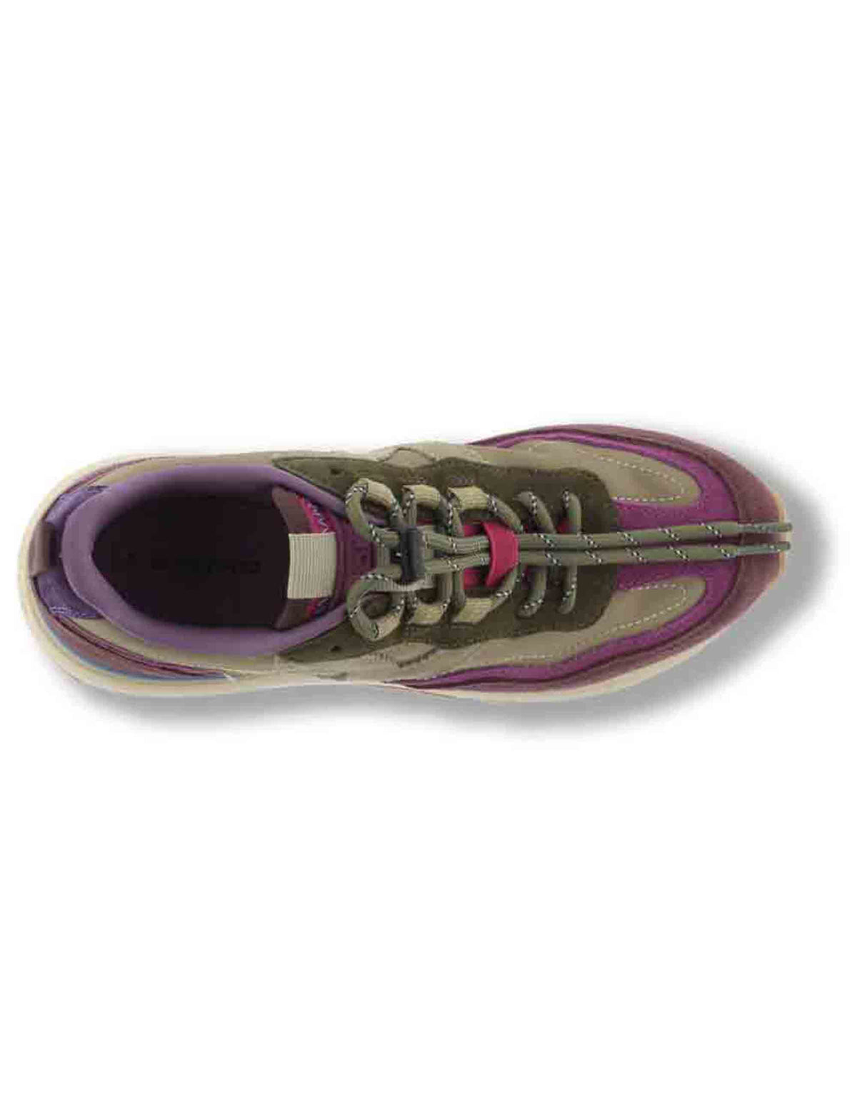 Sneakers donna Luna in nylon verde con inserti camoscio e cuciture a contrasto 1156118 65 Kaki Victoria 