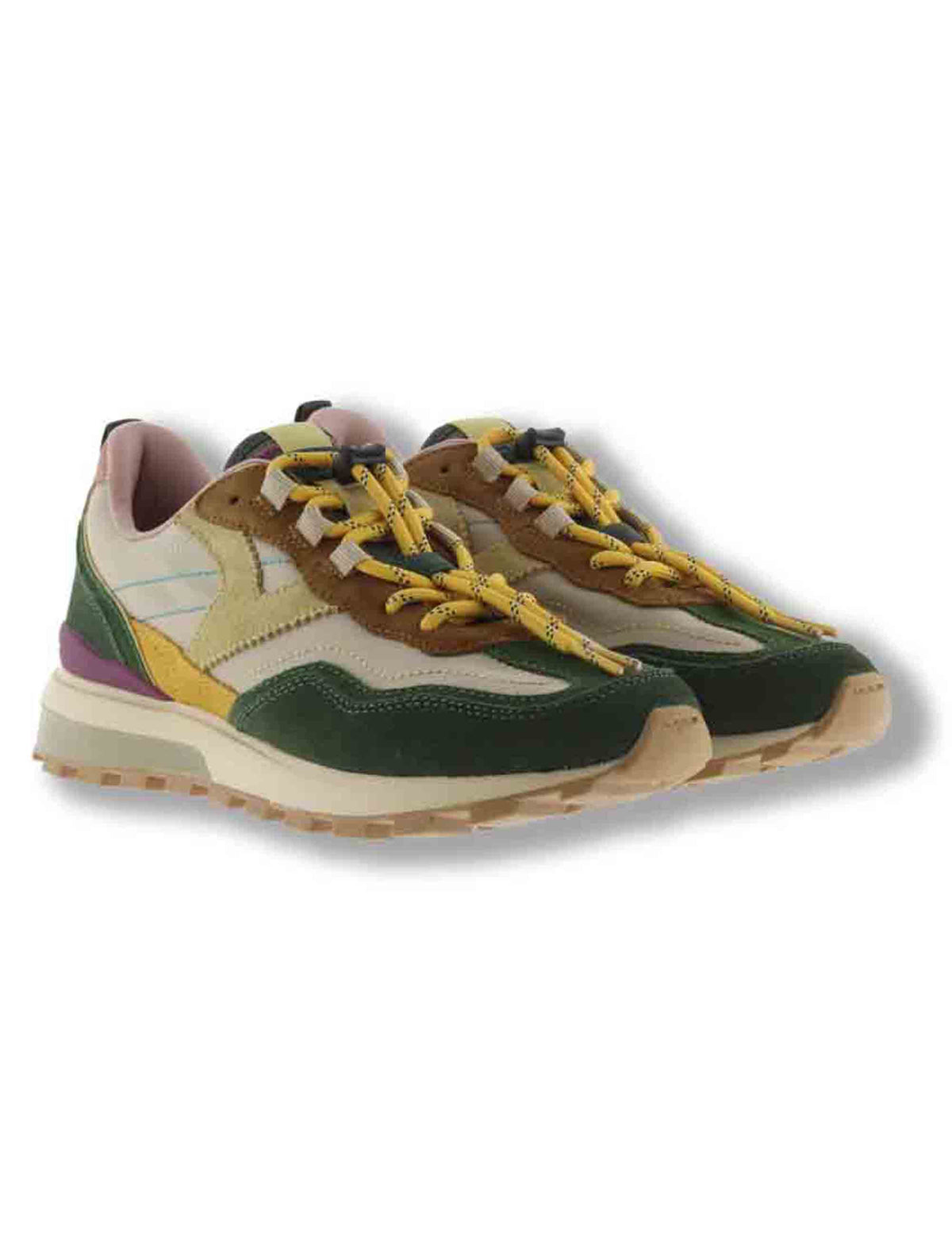 Sneakers donna Luna in nylon beige con inserti camoscio e cuciture a contrasto 1156118 80 Beige Victoria 