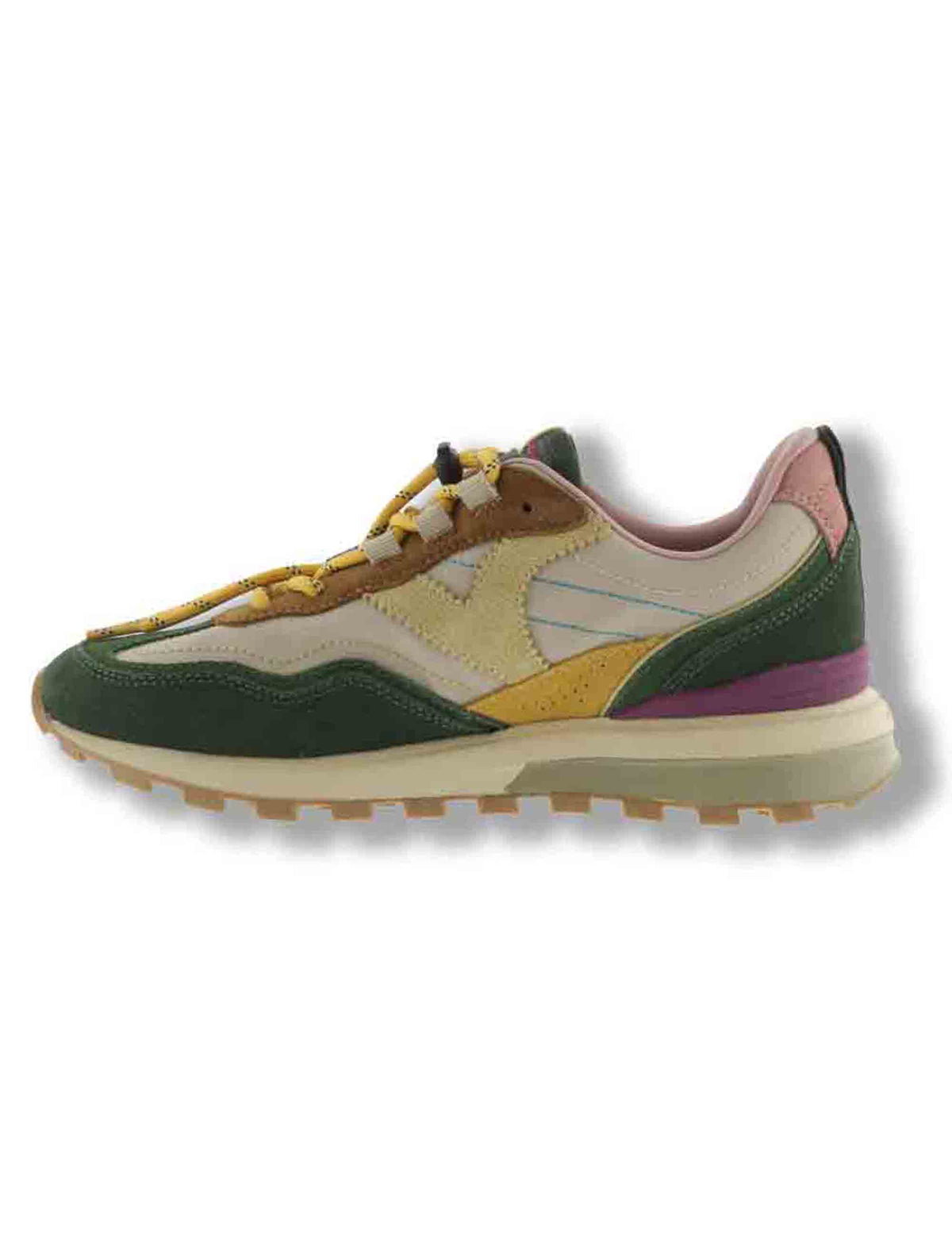 Sneakers donna Luna in nylon beige con inserti camoscio e cuciture a contrasto 1156118 80 Beige Victoria 