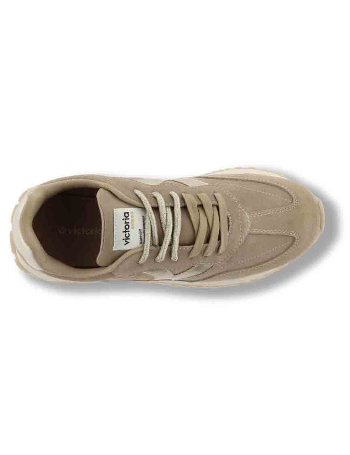 Sneakers donna Viento in camoscio beige con inserto metallizzato a contrasto 1157118 80 Beige Victoria 