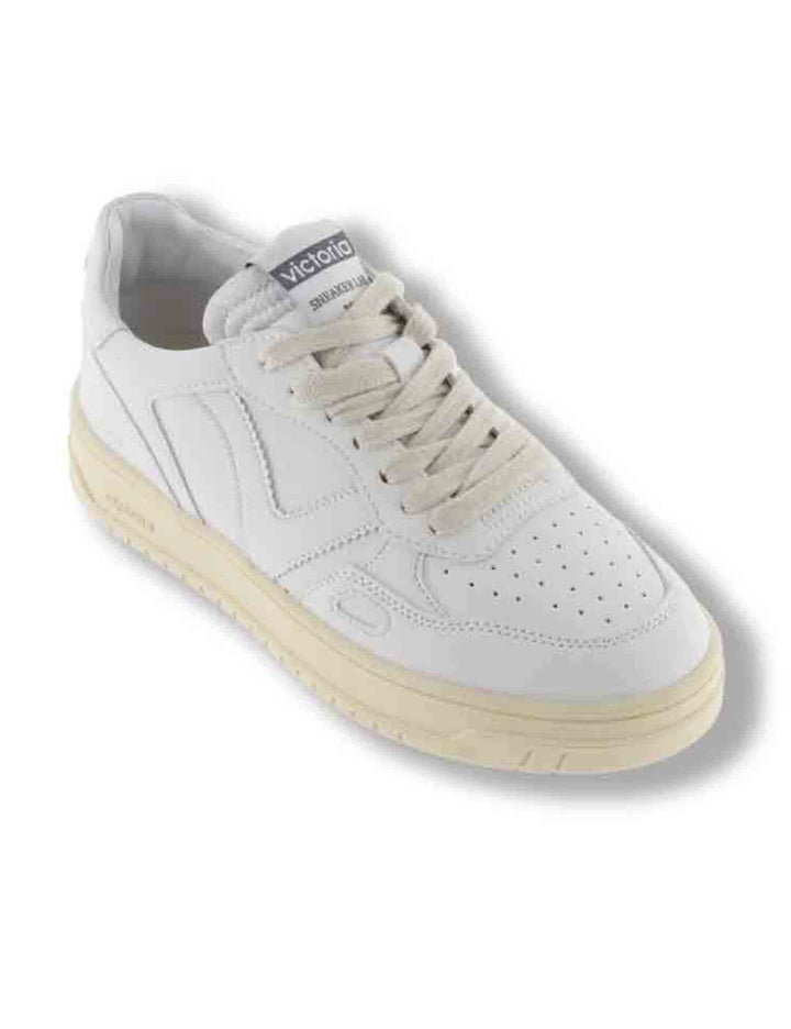 Sneakers donna Seul in effetto pelle bianca con dettagli traforati e logo in tinta 1257100 20 Blanco Victoria 
