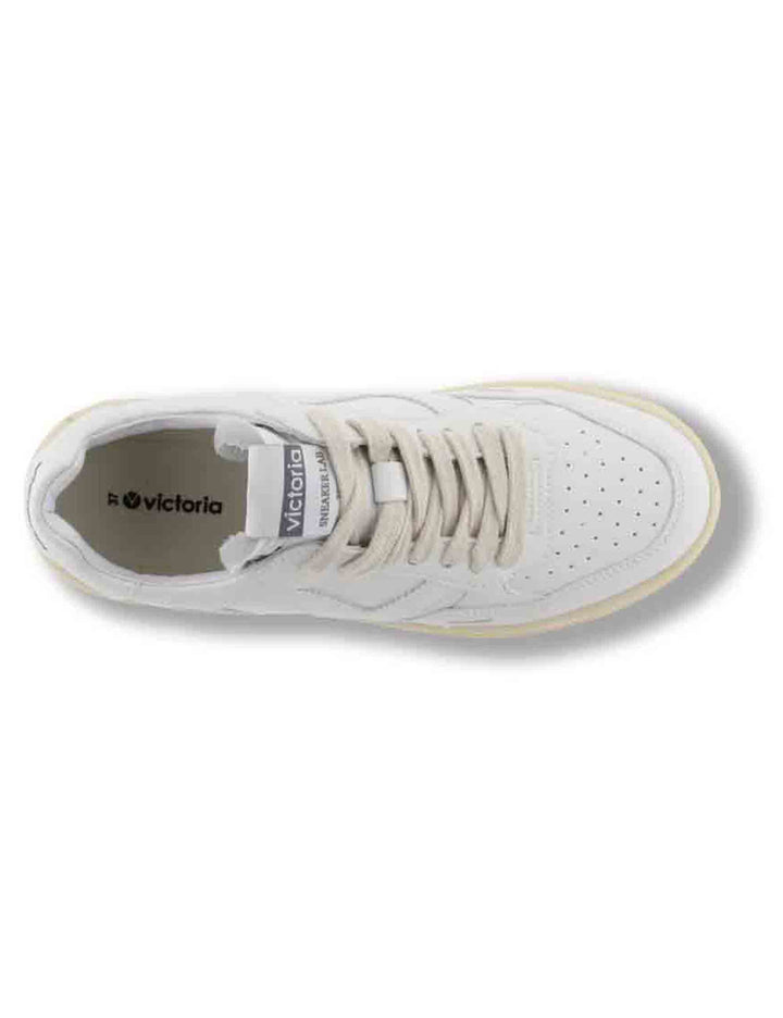 Sneakers donna Seul in effetto pelle bianca con dettagli traforati e logo in tinta 1257100 20 Blanco Victoria 