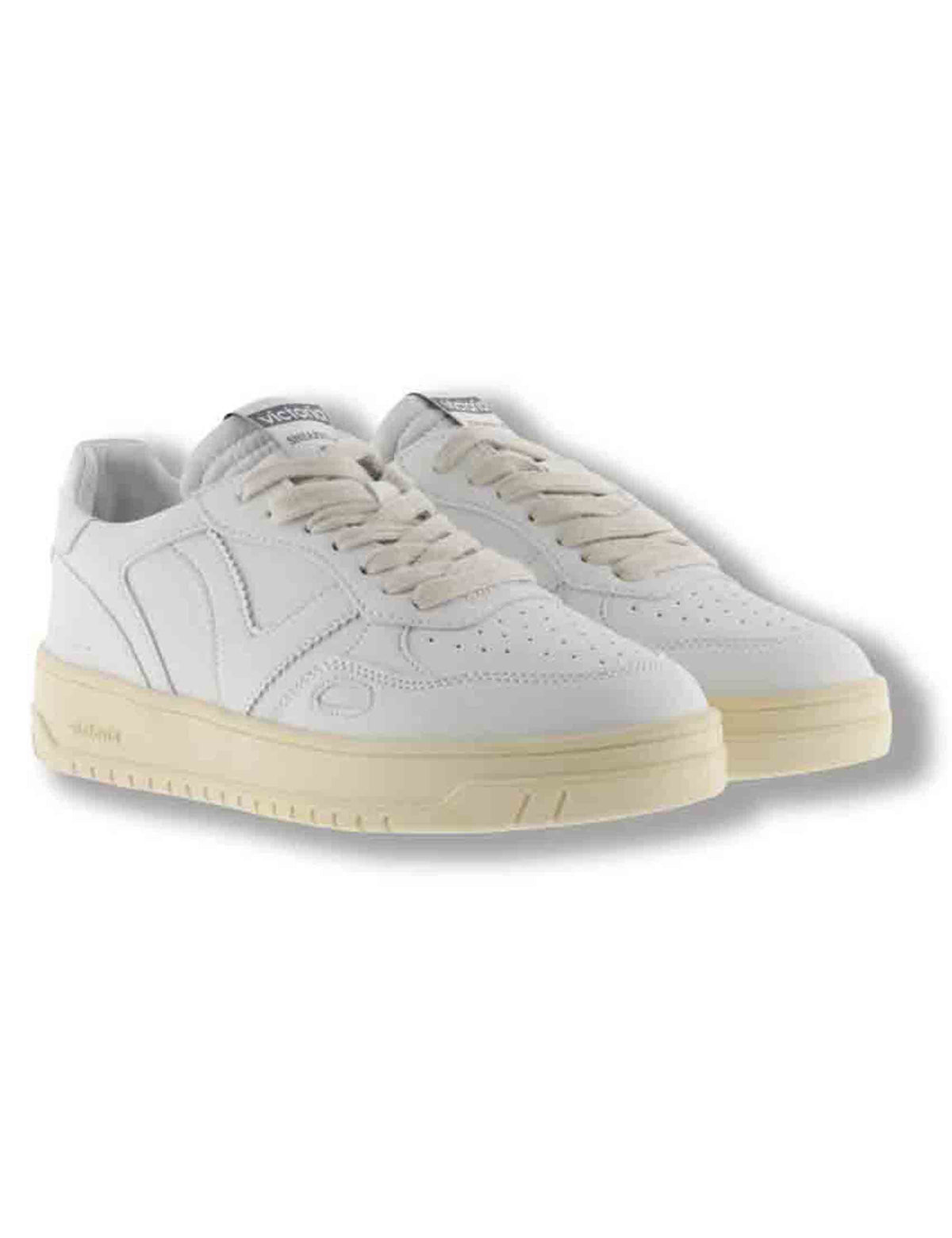 Sneakers uomo Seul in effetto pelle bianca con dettagli traforati e logo in tinta 1257100U 20 Blanco Victoria 