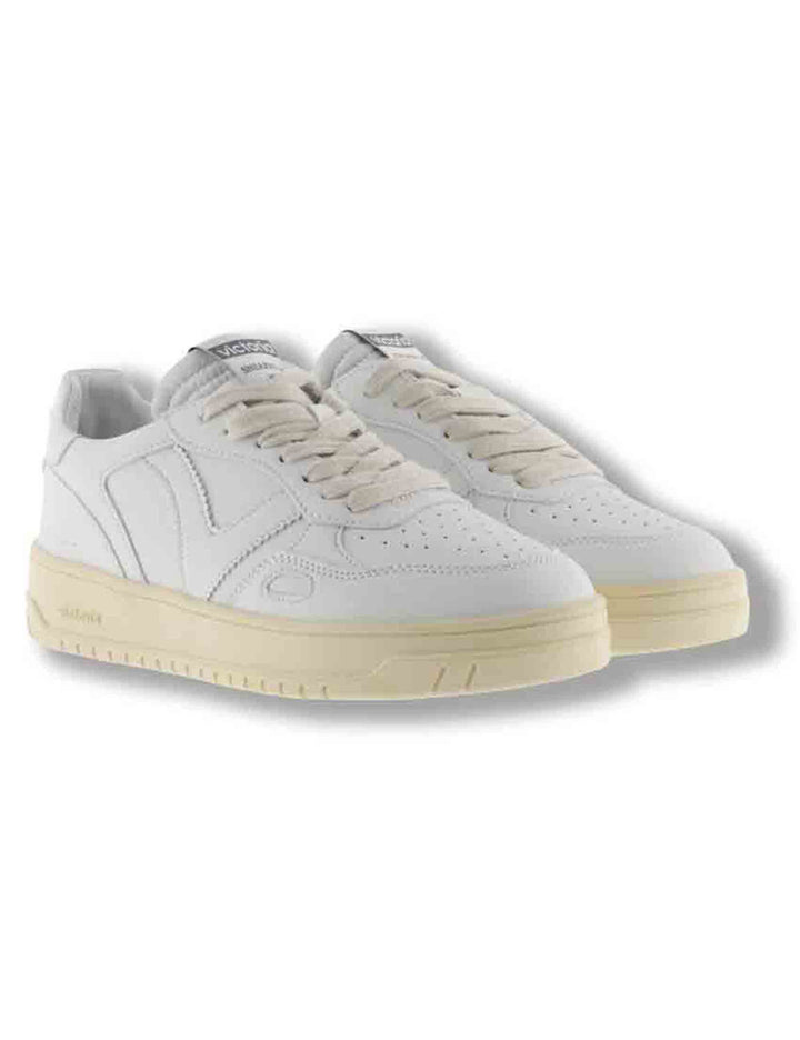 Sneakers uomo Seul in effetto pelle bianca con dettagli traforati e logo in tinta 1257100U 20 Blanco Victoria 